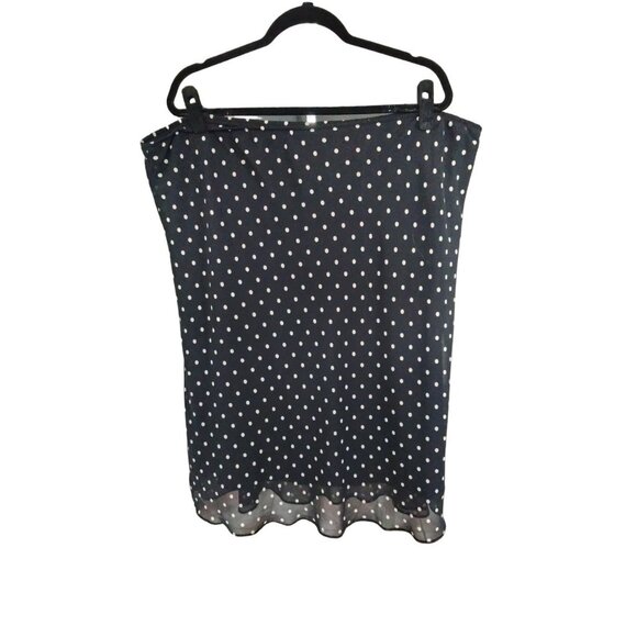 George Black Tan Polka Dot Skirt Elastic Waist Fully Lined Plus Size 22/24W - Picture 2 of 5